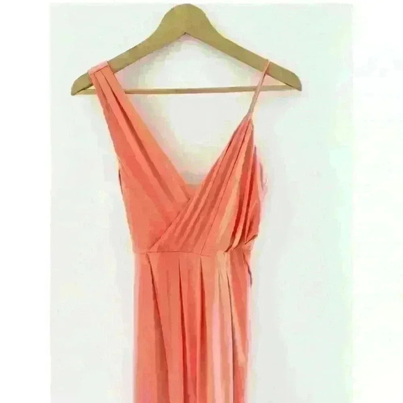 🔥🔥NWT NBD X Revolve Sangria Maxi Gown Slit Drape Maxi Dress Sherbert Peach Small - Picture 7 of 8